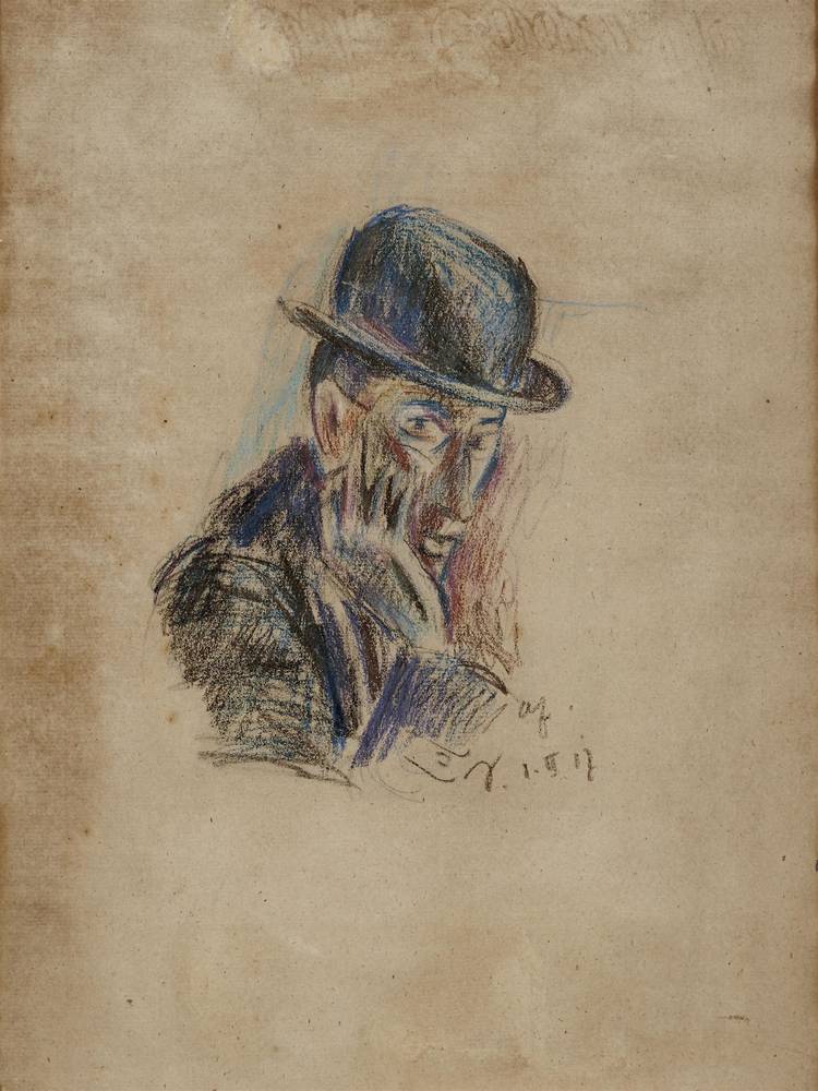 Anton Faistauer, Selbstporträt mit Melone, 1917, Inv.-Nr. 1668-2014