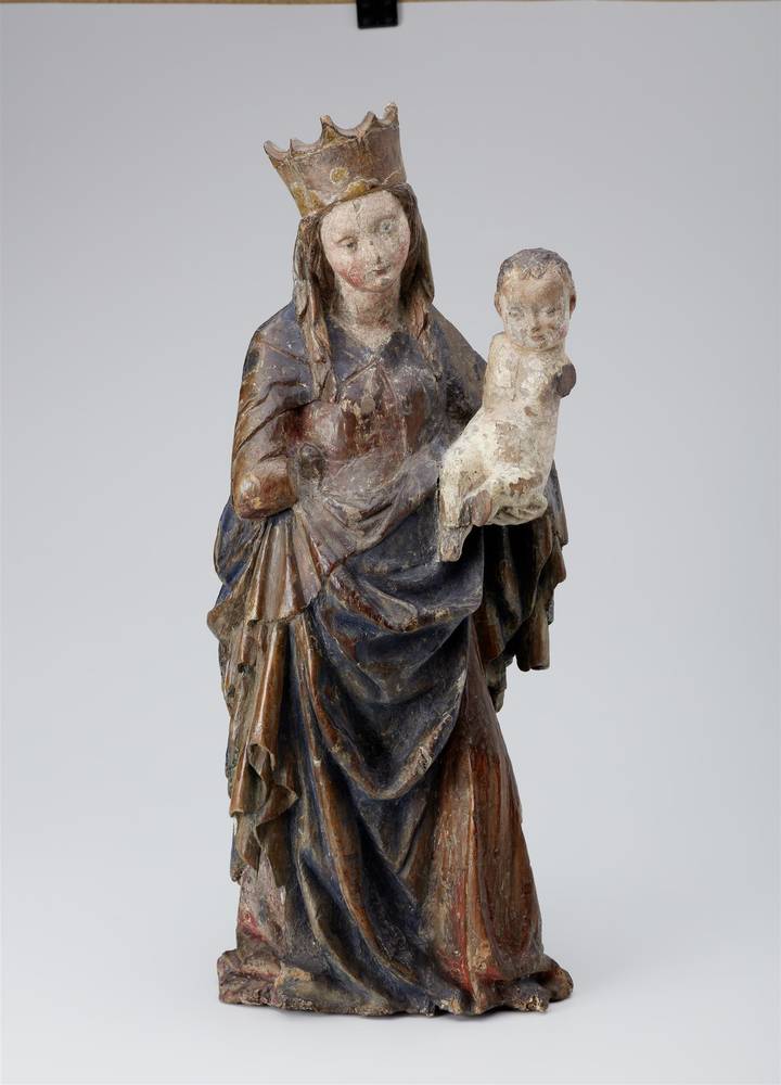 UNBEKANNT, Madonna mit Kind 1410 - 1420, Holz, farbig gefasst, Inv.-Nr. 1282-2017