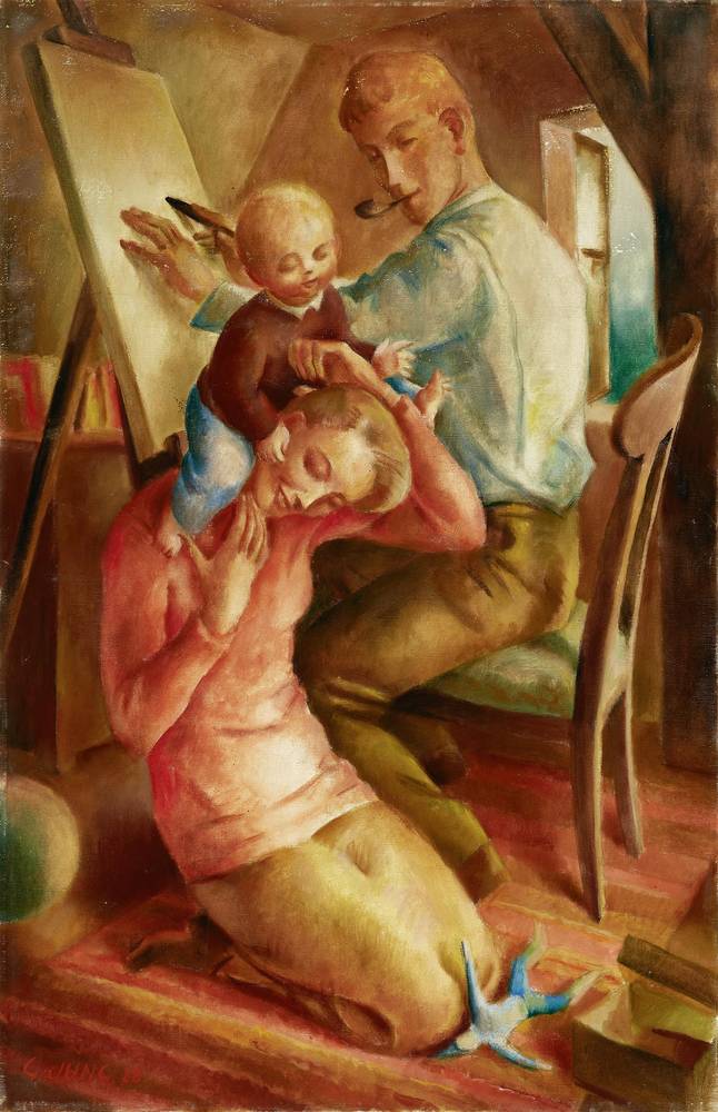 Georg Jung (1899 - 1957), Malerfamilie, 1928, Tempera auf Leinwand, Inv.-Nr. 1014-2018