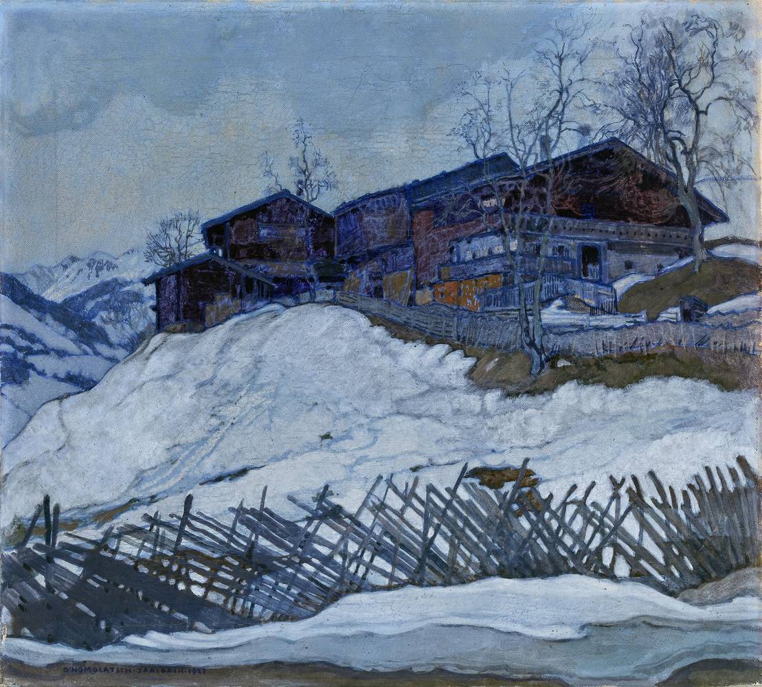 Otto Homolatsch (1883 - 1967), Pinzgauer Bauernhöfe, 1925, Öl auf Leinwand, Inv.-Nr. 1309-2019