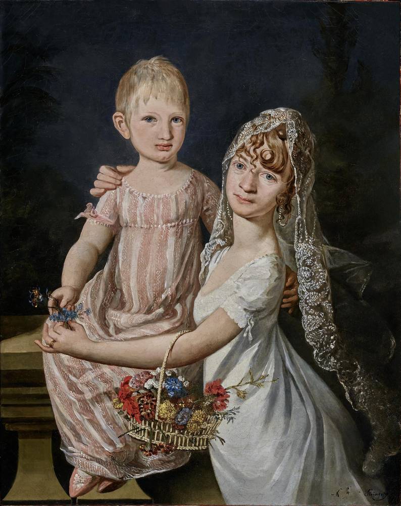 Barbara Krafft  (1764 - 1825), Porträt der Therese von Heffter, geborene Lechner mit Tochter Marie, ca. 1810, Öl auf Leinwand,  Inv.-Nr. 1259-2009