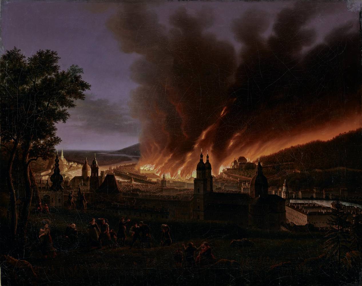 Johann Michael Sattler (1786 – 1847), Brand von Salzburg nach 30.04.1818, Öl auf Leinwand, Inv.-Nr. 1400-2019