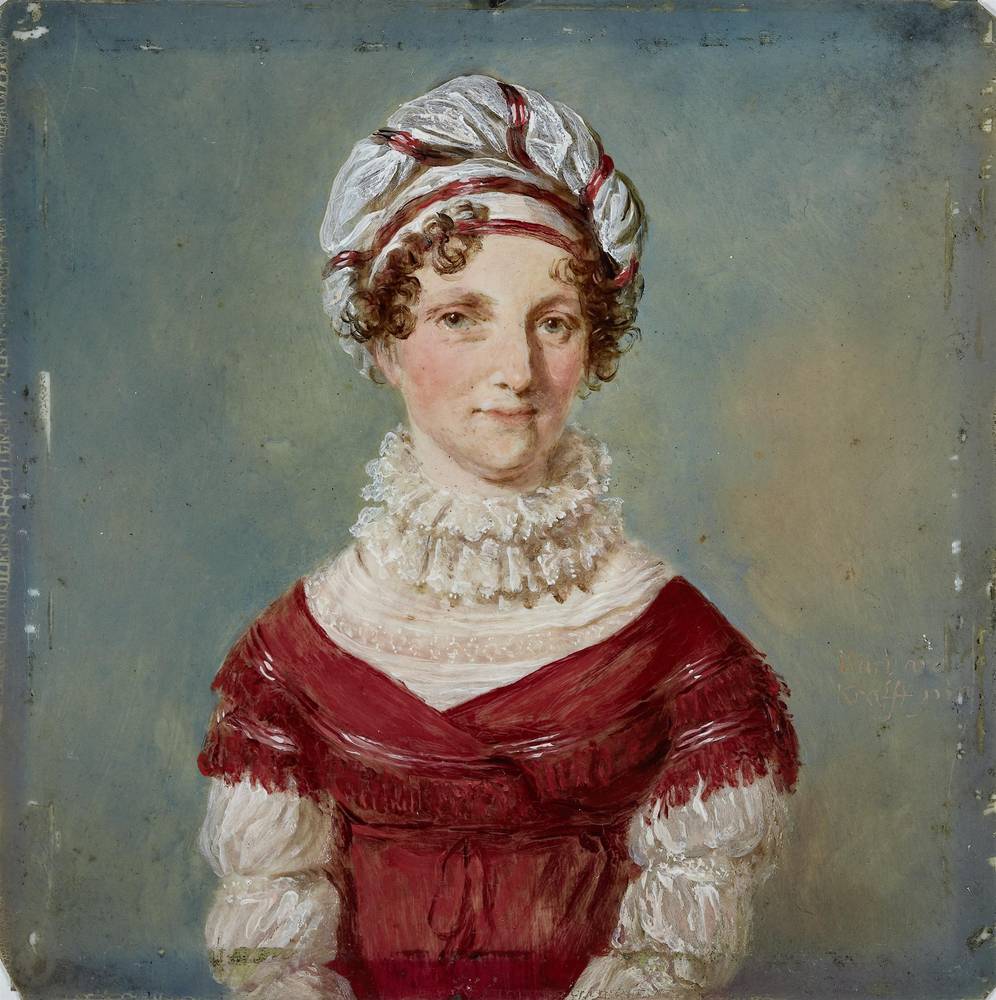 Barbara Krafft  (1764 - 1825), Bildnis einer Dame mit Turban, Vor 1800, Öl auf Elfenbein, Inv.-Nr. 1005-2020