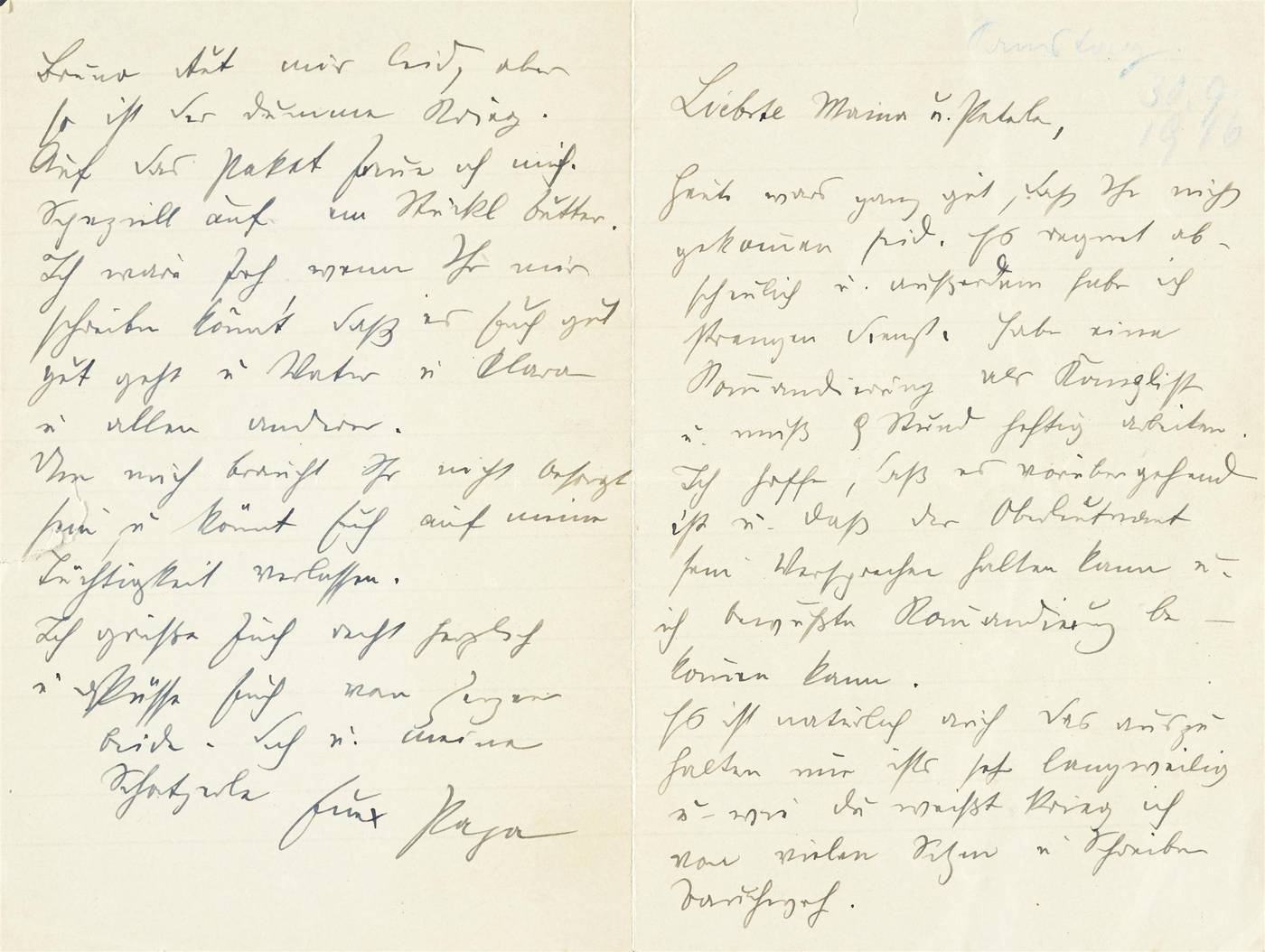 Anton Faistauer, Brief an Mama und Peterle vom 30. 9. 1916, 1916, Papier, Tinte, InV.-Nr. BIB NLAF 0004